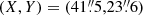 $ (X,Y) = (41{{\overset{\prime\prime}{.}}}5,23{{\overset{\prime\prime}{.}}}6) $