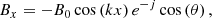 $$ \begin{aligned} {B_x} = - {B_0}\cos \left( {kx} \right){e^{ - j}}\cos \left( \theta \right), \end{aligned} $$