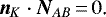 \begin{equation*} \bm n_K\cdot\bm{N}_{AB}\,{=}\,0\text{.}\end{equation*}