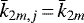 $\bar{k}_{2m,j}\,{=}\,\bar{k}_{2m}$