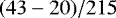 ${\left(43-20\right)}/{215}$