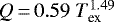 $Q\,{=}\,0.59 \ T_{\textrm{ex}}^{1.49}$