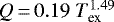$Q\,{=}\,0.19 \ T_{\textrm{ex}}^{1.49}$
