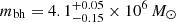 $ m_{\mathrm{bh}}=4.1^{+0.05}_{-0.15}\times10^6\, M_{\odot} $