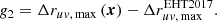 $$ \begin{aligned} g_2&=\Delta r_{u{ v},\,\mathrm{max}}\left(\boldsymbol{x}\right)-\Delta r_{u{ v},\,\mathrm{max}}^\mathrm{EHT2017}. \end{aligned} $$