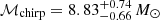 $ \mathcal{M}_{\mathrm{chirp}} = 8.83^{+0.74}_{-0.66}\,M_{\odot} $