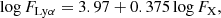 $$ \begin{aligned} \log F_{\mathrm{Ly} \alpha } = 3.97 + 0.375 \log F_\mathrm{X} , \end{aligned} $$