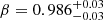 $ \beta = 0.986^{+0.03}_{-0.03} $