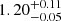$ 1.20^{+0.11}_{-0.05} $