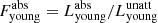 $ F^{\mathrm{abs}}_{\mathrm{young}} = L^{\mathrm{abs}}_{\mathrm{young}}/L^{\mathrm{unatt}}_{\mathrm{young}} $