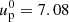 $ u^0_{\rm p} = 7.08 $