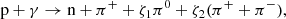 $$ \begin{aligned}&\mathrm{p}+\gamma \rightarrow \mathrm{n} + \pi ^+ + \zeta _1\pi ^0 + \zeta _2(\pi ^+ + \pi ^-), \end{aligned} $$