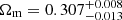 $ \Omega_{\mathrm{m}}=0.307^{+0.008}_{-0.013} $