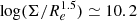 $ \log(\Sigma/R_{e}^{1.5}) \simeq 10.2 $