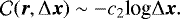 \begin{equation*}{\cal C}({\bm r}, \Delta {\bm x}) \sim -c_2 \textrm{log} \Delta {\bm x}. \end{equation*}