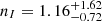 $ n_{I}=1.16^{+1.62}_{-0.72} $