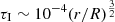 $ \tau_{\mathrm{I}}\sim10^{-4}(r/R)^{\frac{3}{2}} $