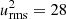 $ u_{\rm rms}^2=28 $