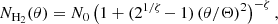 $$ \begin{aligned} N_{\mathrm{H}_2}(\theta ) = N_{0} \left(1 + (2^{1/\zeta }\!- 1) \,(\theta / \Theta )^2\right)^{-\zeta }, \end{aligned} $$