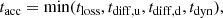 $$ \begin{aligned} t_{\rm acc}=\min (t_{\rm loss},t_{\rm diff,u},t_{\rm diff,d},t_{\rm dyn}), \end{aligned} $$