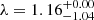 $ \lambda=1.16^{+0.00}_{-1.04} $
