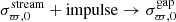 $ \sigma^{\mathrm{stream}}_{\varpi,0} + \mathrm{impulse} \rightarrow \sigma^{\mathrm{gap}}_{\varpi,0} $