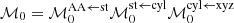 $ {\cal M}_0 = {\cal M}^{\mathrm{AA} \leftarrow \mathrm{st}}_0 {\cal M}^{\mathrm{st} \leftarrow \mathrm{cyl}}_0 {\cal M}^{\mathrm{cyl} \leftarrow \mathrm{xyz}}_0 $