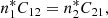 $$ \begin{aligned} n_1^* C_{12} = n_2^* C_{21} , \end{aligned} $$