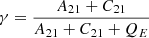 $$ \begin{aligned} \gamma = \frac{A_{21} + C_{21}}{A_{21} + C_{21} + Q_E} \end{aligned} $$