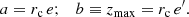 $$ \begin{aligned} a=r_{\rm c}\, e; \quad b\equiv z_{\rm max}=r_{\rm c}\, e^\prime . \end{aligned} $$