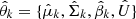 $ \hat{\theta}_{k}=\{\hat{\mu}_{k},\hat{\Sigma}_{k},\hat{\beta}_{k},\hat{U}\} $