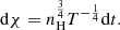 $$ \begin{aligned} \mathrm{d} \chi = n_\mathrm{H} ^{\frac{3}{4}} T^{-\frac{1}{4}} \mathrm{d} t. \end{aligned} $$