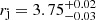 $ r_{\mathrm{j}} = 3.75^{+0.02}_{-0.03} $