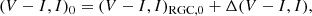 $$ \begin{aligned} (V-I,I)_0 = (V-I,I)_{\rm RGC,0} + \Delta (V-I,I), \end{aligned} $$
