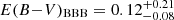 $ E(B{-}V)_{\mathrm{BBB}} = 0.12^{+0.21}_{-0.08} $