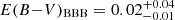 $ E(B{-}V)_{\mathrm{BBB}} = 0.02^{+0.04}_{-0.01} $