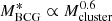 $ M_{\mathrm{BCG}}^{*} \propto M_{\mathrm{cluster}}^{0.6} $