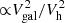 $ {\propto}{V^2_{\rm gal}}/{V^2_{\rm h}} $