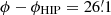 $ \phi-\phi_{\mathrm{HIP}}=26{{\overset{\prime}{.}}}1 $