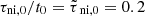 $ \tau_{\mathrm{ni},0}/t_0 = {\tilde{\tau}_{\text{ ni},0}}= 0.2 $
