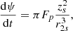 $$ \begin{aligned} \frac{\mathrm{d} \psi }{\mathrm{d}t} = \pi F_p \frac{z_s^2}{r_{2s}^3}, \end{aligned} $$