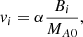 $$ \begin{aligned} { v}_i = \alpha \frac{B_i}{M_{A0}}, \end{aligned} $$