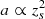 $ a\propto z_s^2 $