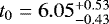 $t_0 = 6.05^{&#x002B;0.53}_{-0.43}$