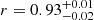 $ r=0.93_{-0.02}^{+0.01} $