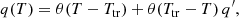 $$ \begin{aligned} q(T) = \theta (T-T_{\rm tr}) + \theta (T_{\rm tr} - T)\,q^{\prime }, \end{aligned} $$