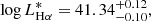$$ \begin{aligned}&\log L_{\mathrm{H} \alpha }^{*} = 41.34^{+0.12}_{-0.10}, \end{aligned} $$