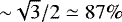 ${\sim} \sqrt{3}/{2} \simeq 87\%$