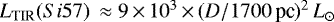 $L_{\textrm{TIR}}(Si57)\,\approx 9\,{\times}\, 10^{3}\,{\times}\,(D/1700\,\textrm{pc}){}^2\,L_{{\odot}}$