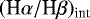 $(\textrm{H}\alpha/\textrm{H}\beta)_{\textrm{int}}$